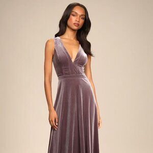 Lulus Beautiful Night Dusty Purple Velvet Sleeveless Maxi Dress - Size 1X